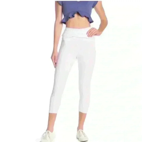 Free People Movement Hang Ten Crop Leggings Women’s Small White Stretch Pants - Picture 1 of 7